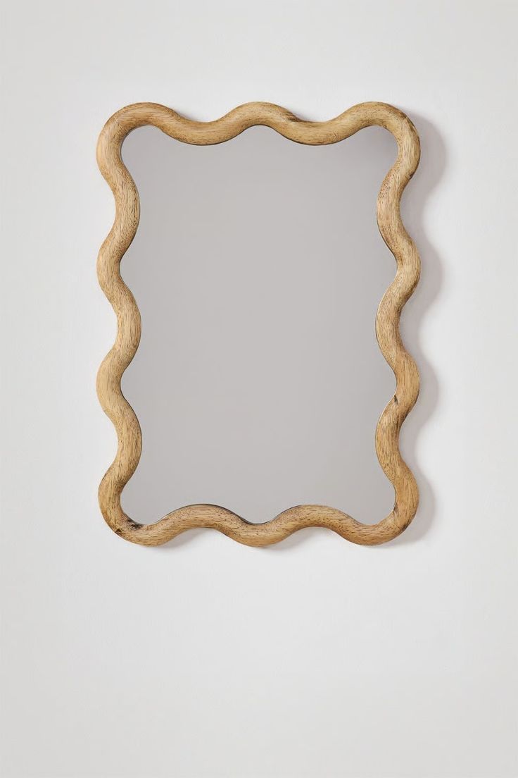 Wavy Wooden Frame Wall Mirror