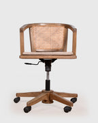 Wooden Cane Office Chair on Wheels
