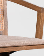 Wooden Cane Office Chair on Wheels