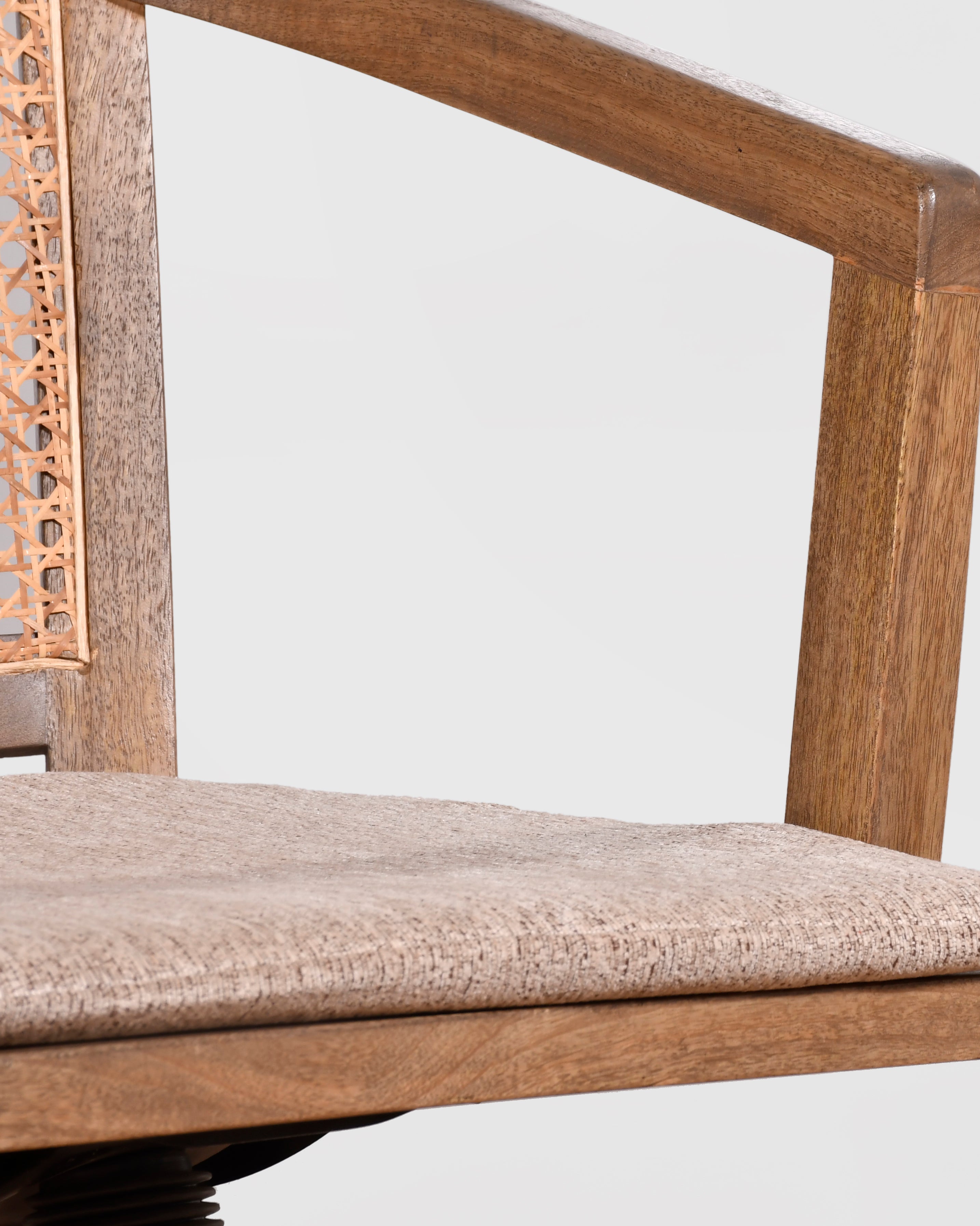 Wooden Cane Office Chair on Wheels