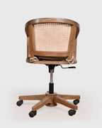 Wooden Cane Office Chair on Wheels