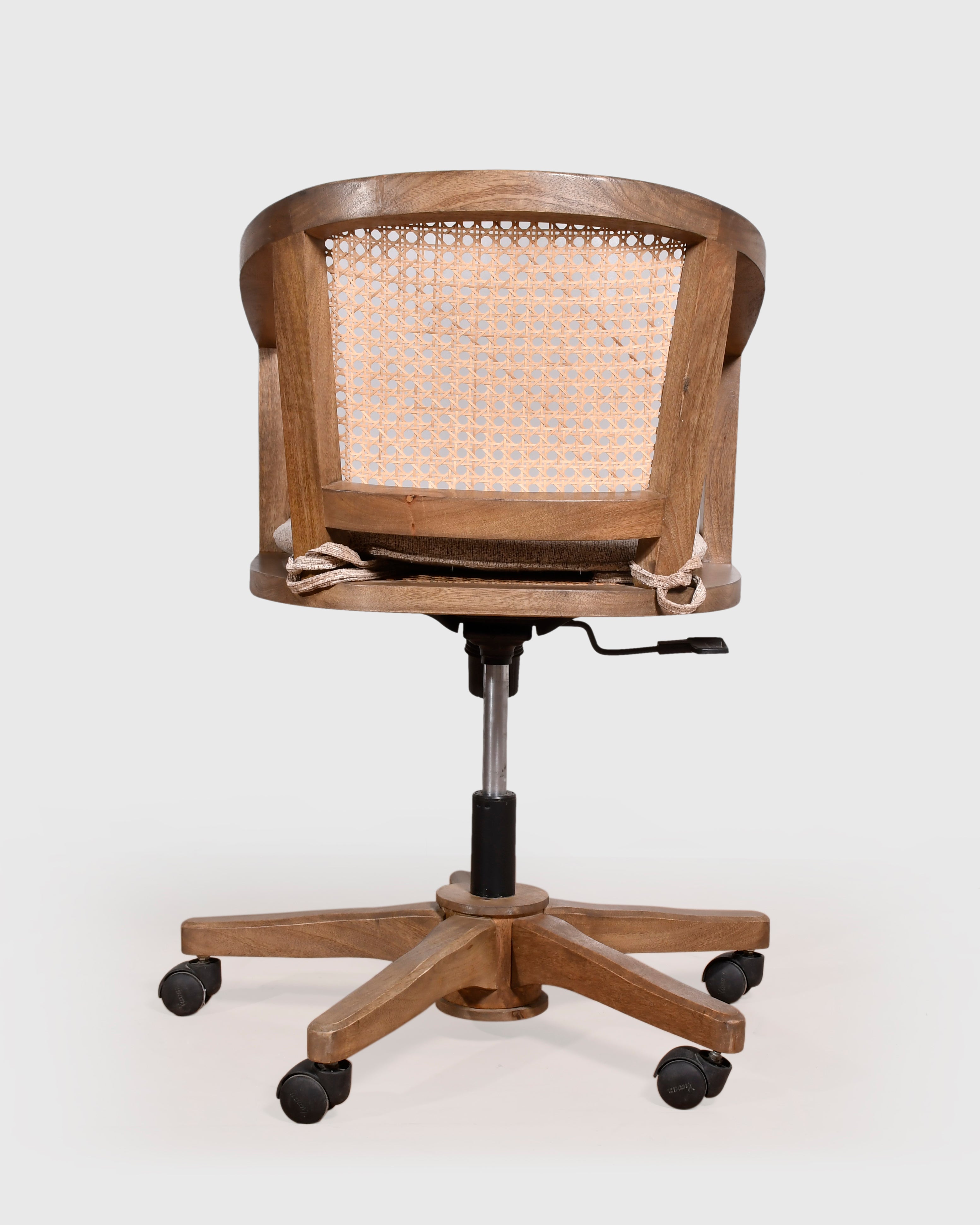 Wooden Cane Office Chair on Wheels