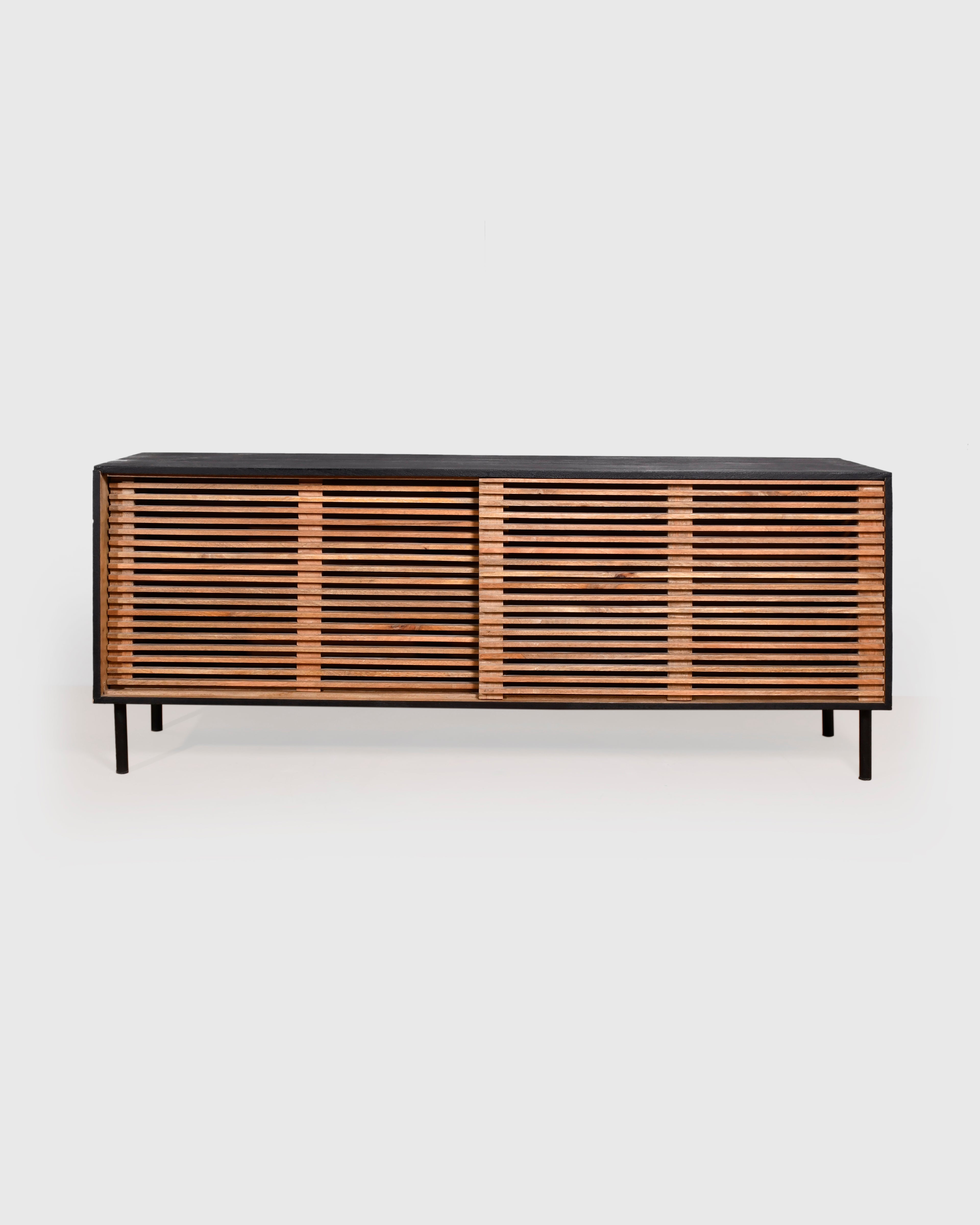 Modern Slatted Wood Sideboard