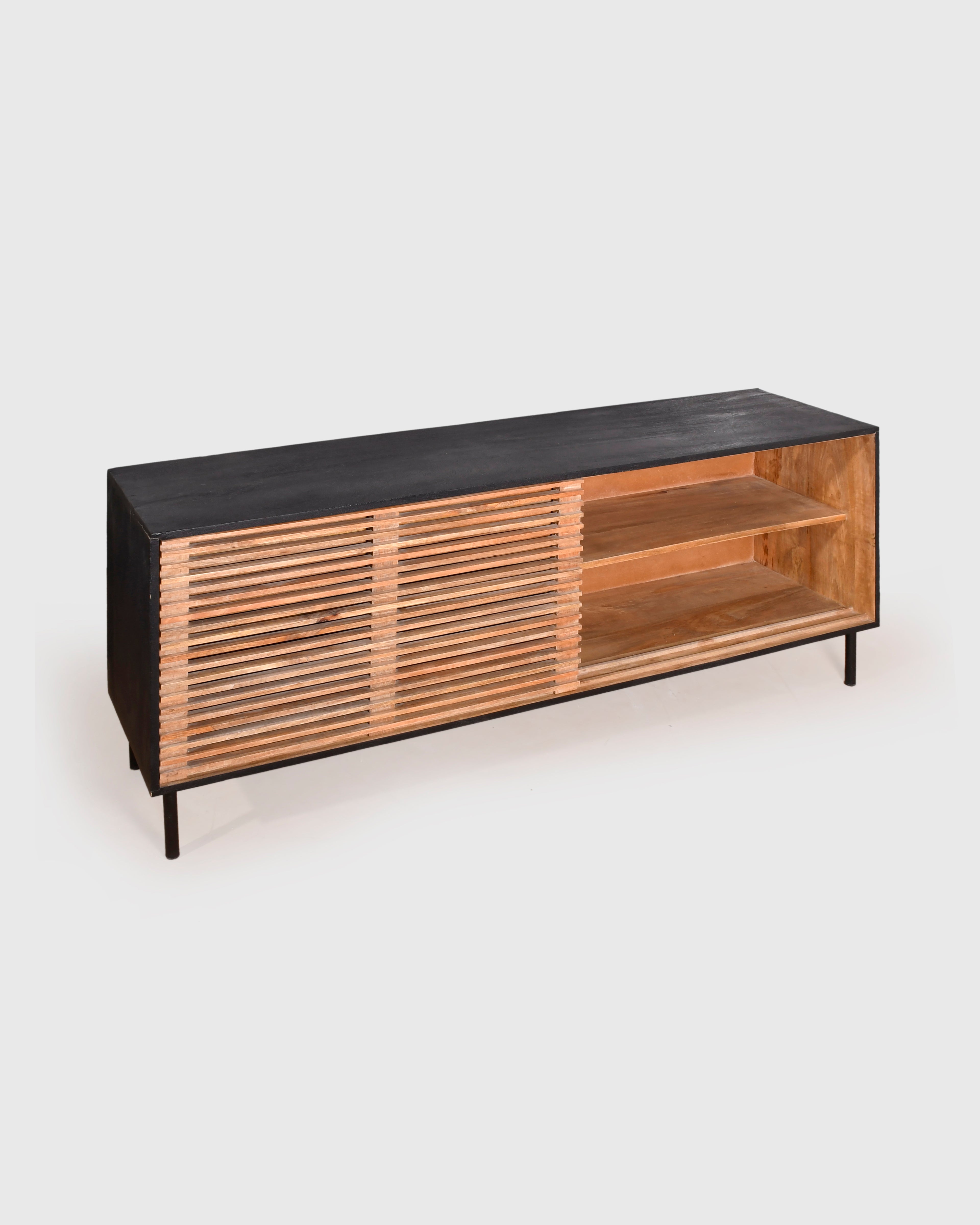 Modern Slatted Wood Sideboard