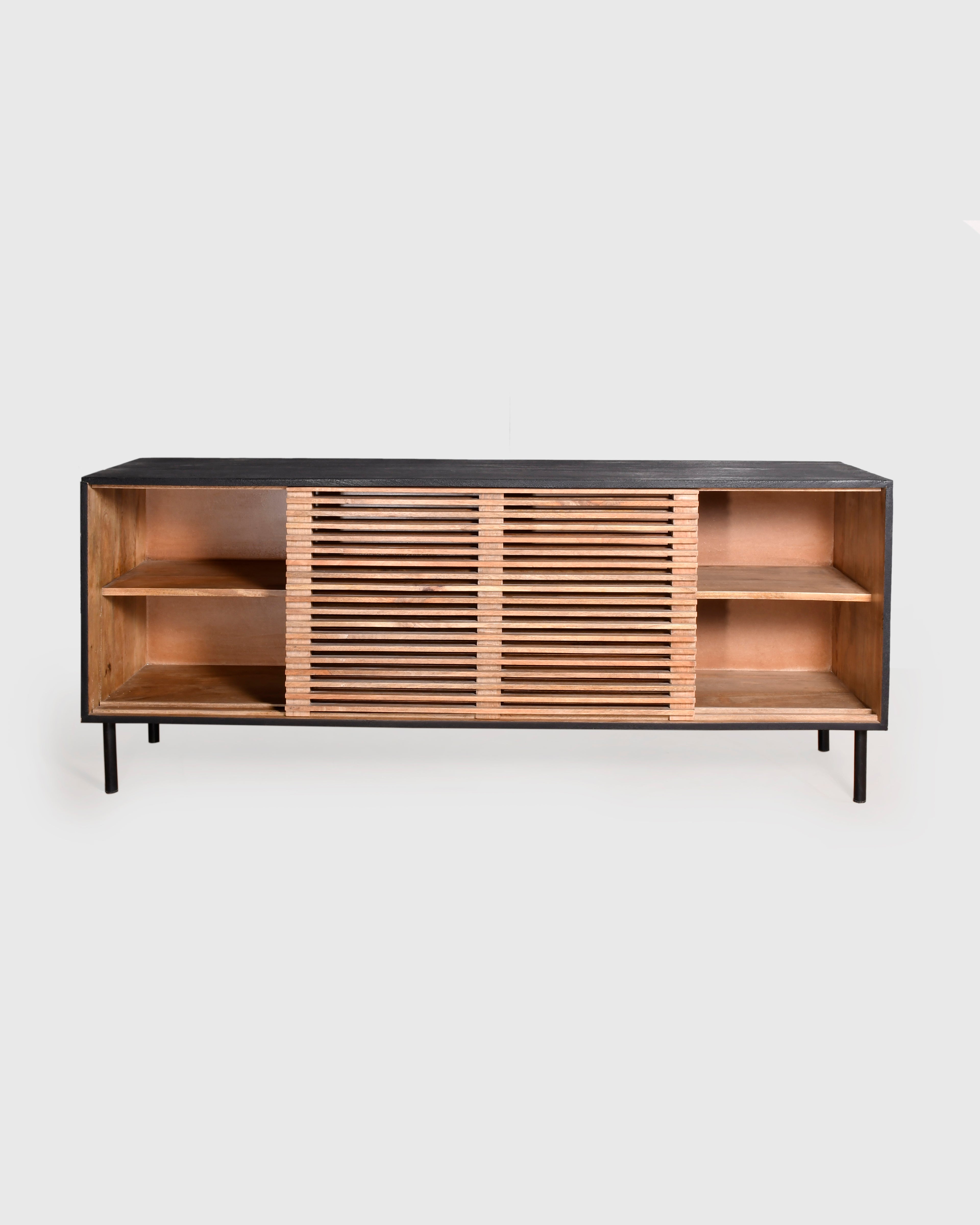 Modern Slatted Wood Sideboard