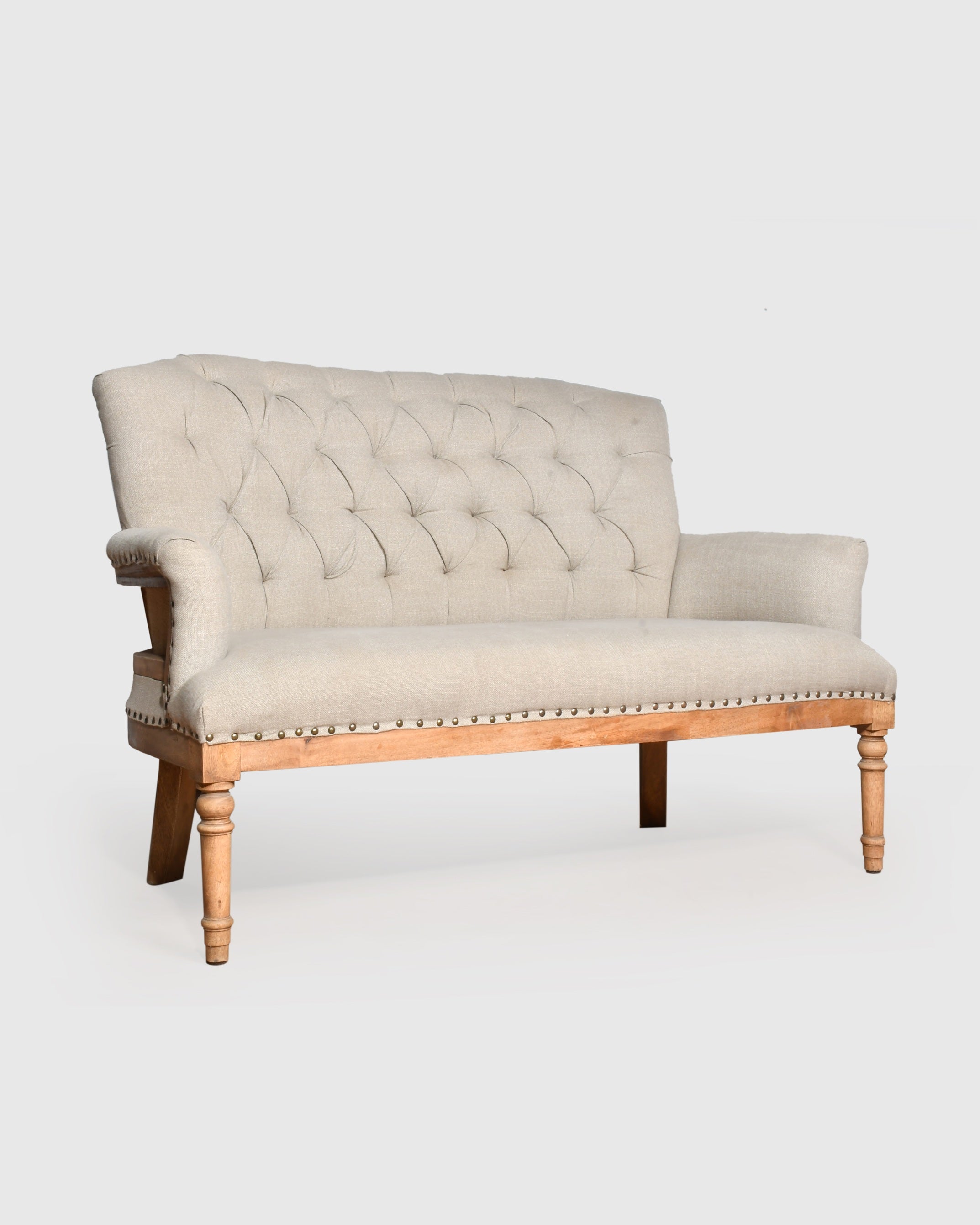Classic Beige Tufted Loveseat