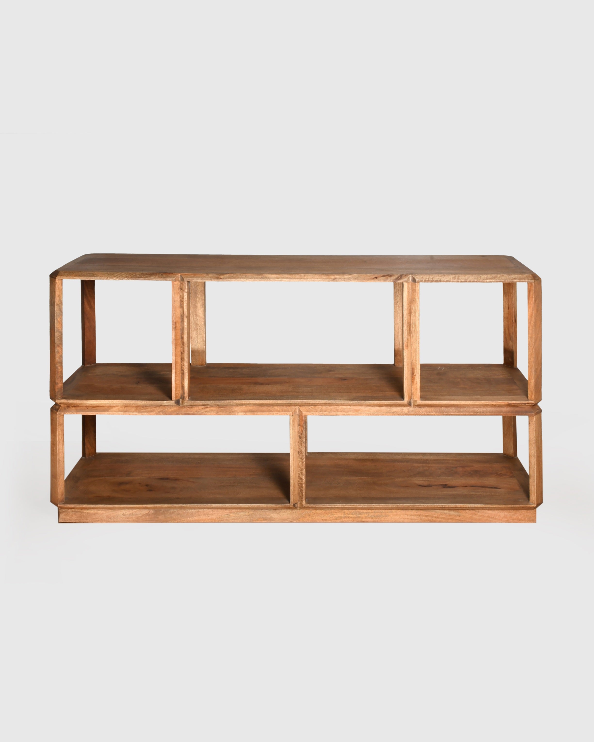Solid Wood Two-Tier Open Shelf Rack