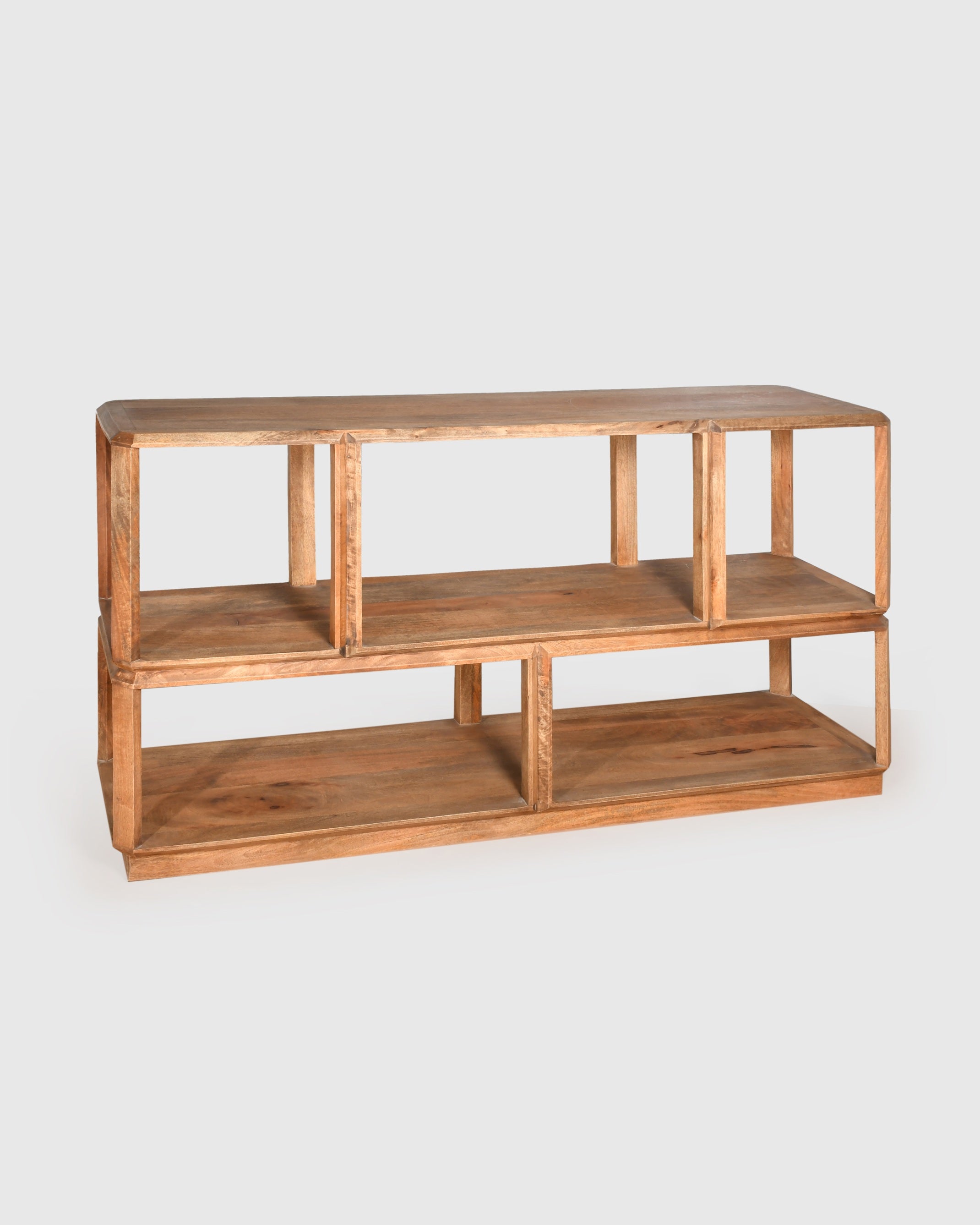 Solid Wood Two-Tier Open Shelf Rack