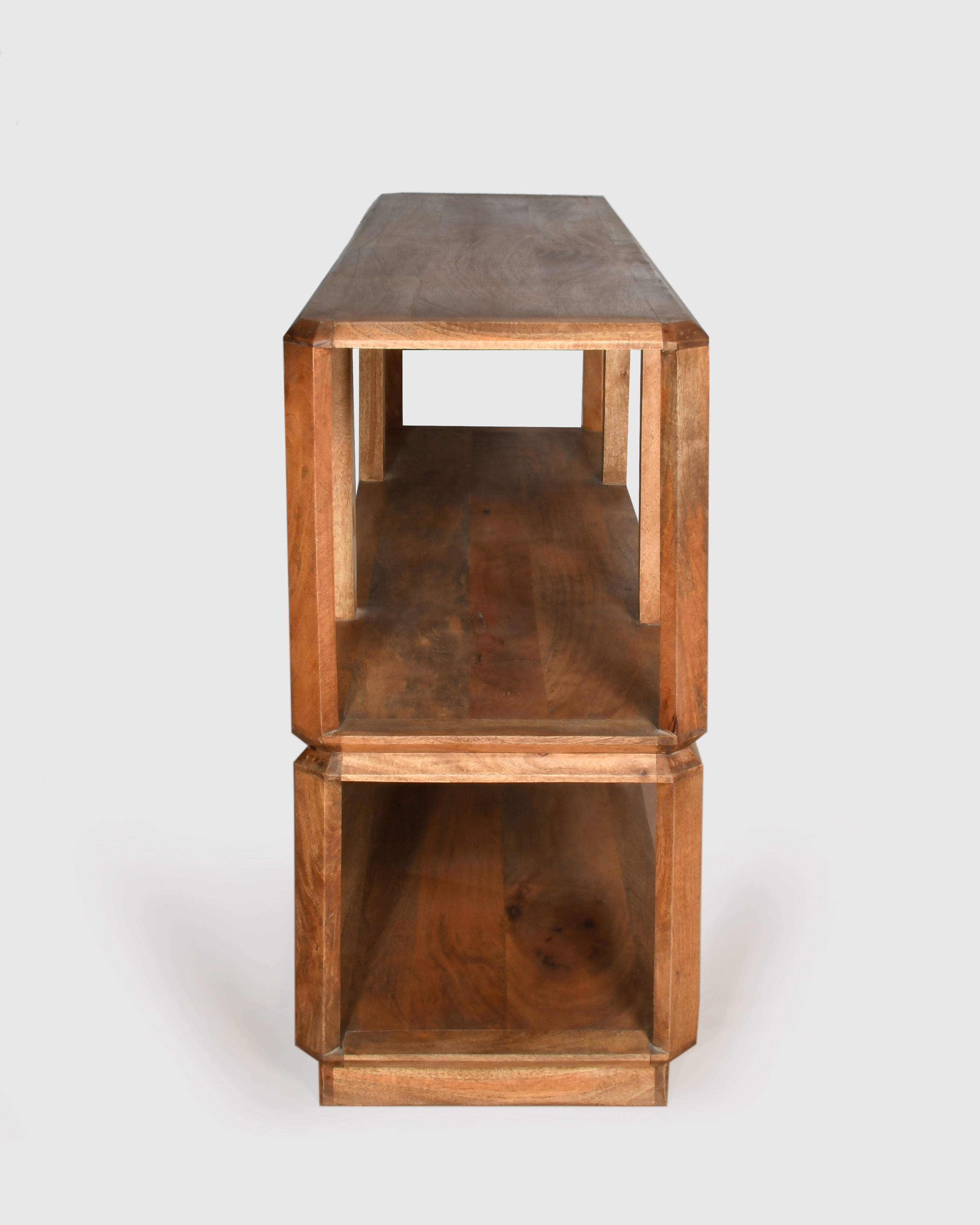 Solid Wood Two-Tier Open Shelf Rack