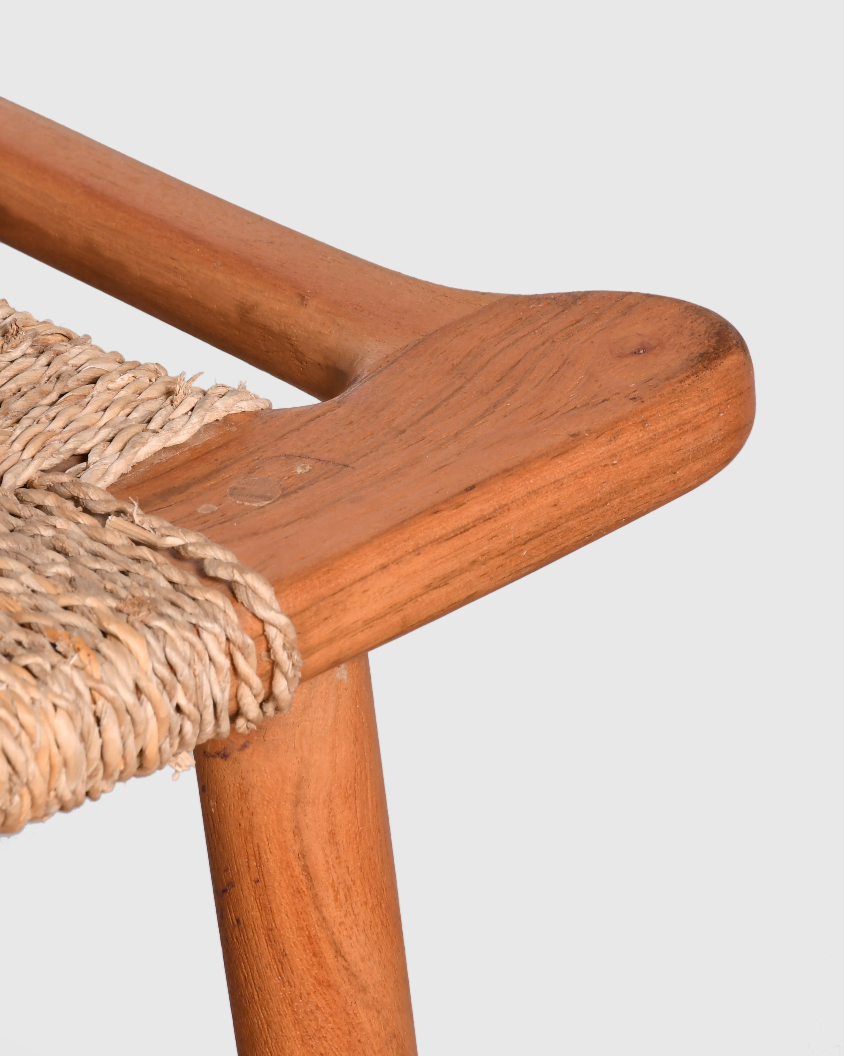 Rustic Woven Seat Wooden Bar Stool