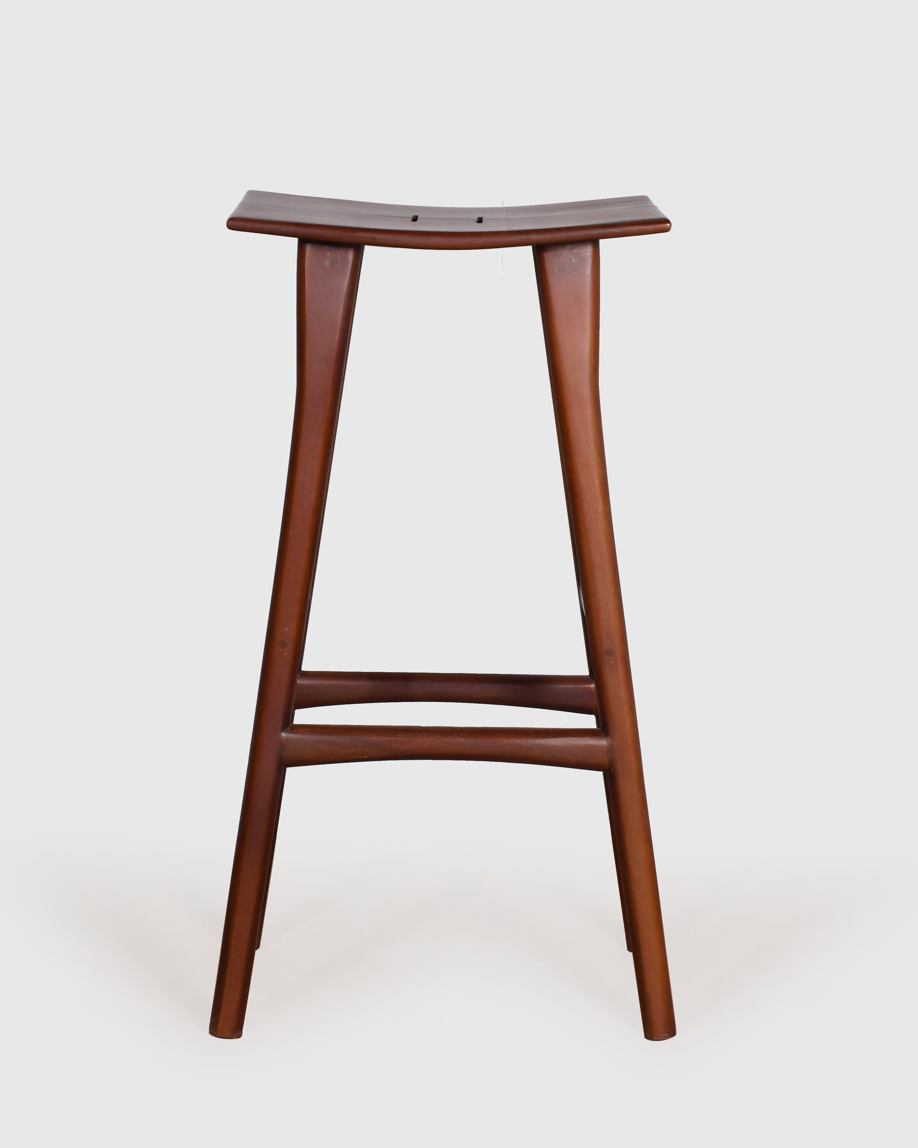 Curved Seat Wooden Bar Stool