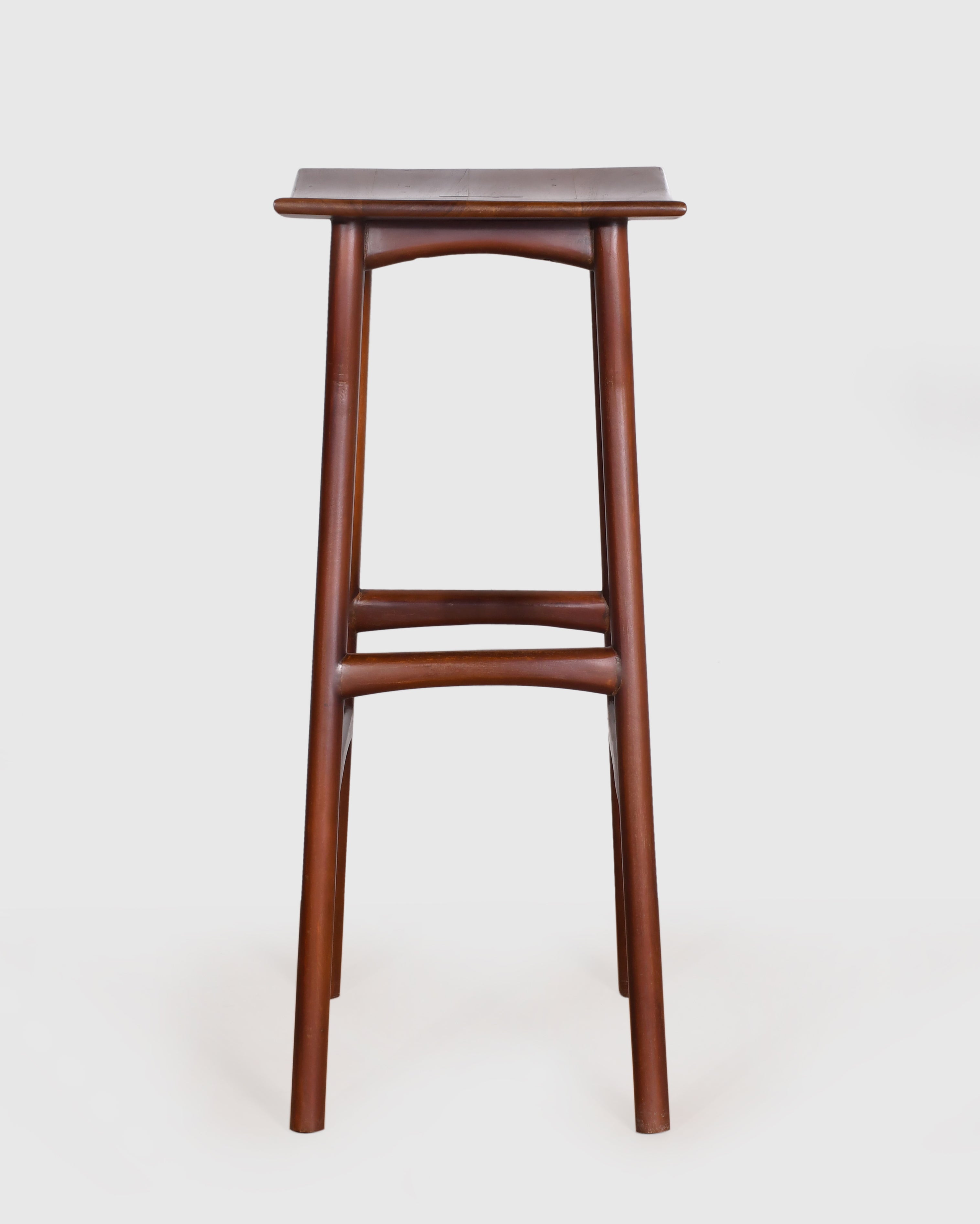 Curved Seat Wooden Bar Stool