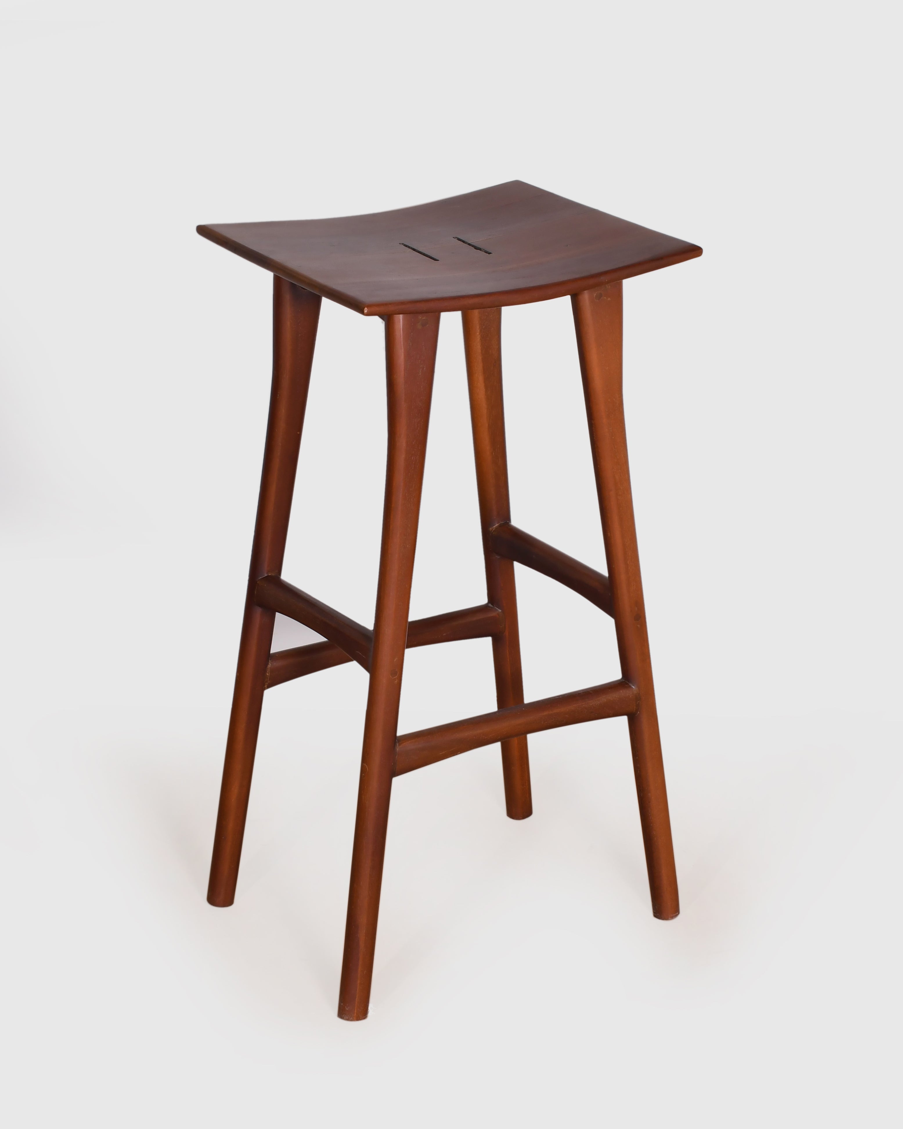 Curved Seat Wooden Bar Stool